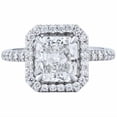 thumbnail image 1 of HeartsAndYou 2.23ct Radiant Cut Moissanite Engagement Ring for Women Halo Solitaire 18k White Gold over Silver, 1 of 7