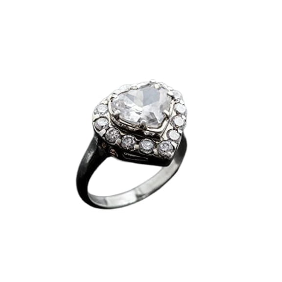 HeartsAndYou 2.2ct Engagement Ring for Women Heart Cut Moissanite Halo Solitaire 18k White Gold over Silver