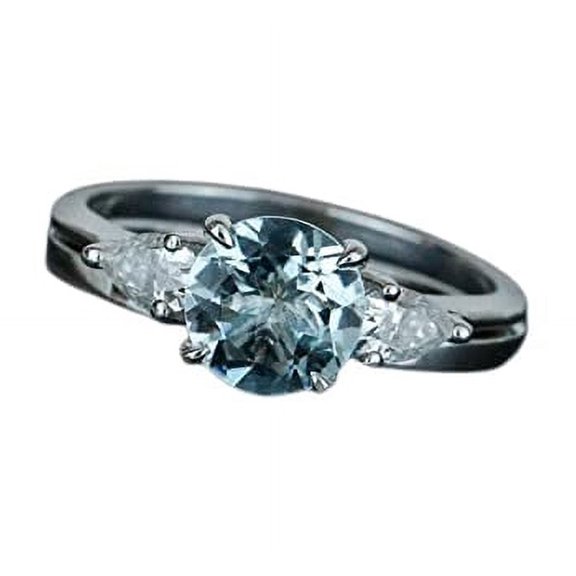 HeartsAndYou 2.2ct Natural Aquamarine Diamond Bridal Set Engagement Ring 14k SOLID White Gold