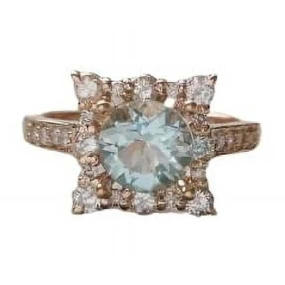 HeartsAndYou 2.2ct Natural Aquamarine Vintage-Inspired Inspired Halo Ring 14k SOLID Rose Gold
