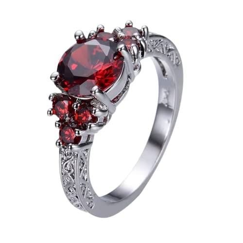 HeartsAndYou 2.2ct Natural Red Garnet Engagement Ring 100% 14k SOLID White Gold Stylish