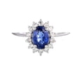 thumbnail image 1 of HeartsAndYou 2.2ct Natural Sapphire Diamond Cluster Flower Solitaire Ring 14k REAL White Gold, 1 of 9