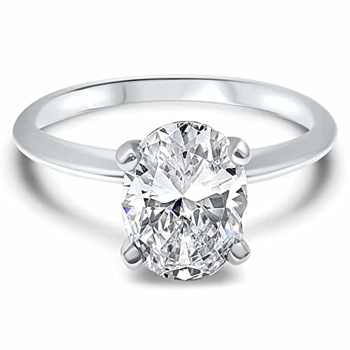 HeartsAndYou 2.2ct Oval Cut Moissanite Engagement Ring for Women Solitaire Promise 18k White Gold over Silver