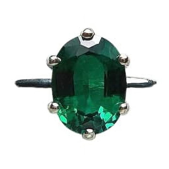 HeartsAndYou 2.2ct Oval Natural Emerald 6 Prong Solitaire Ring 100% REAL 14k SOLID White Gold