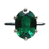 HeartsAndYou 2.2ct Oval Natural Emerald 6 Prong Solitaire Ring 100% REAL 14k SOLID White Gold