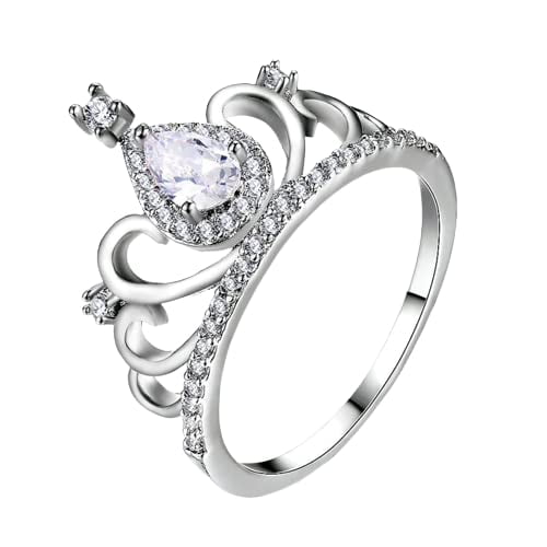 HeartsAndYou 2.2ct Pear Cut Moissanite Engagement Ring for Women 18k White Gold over Silver Halo Crown Design