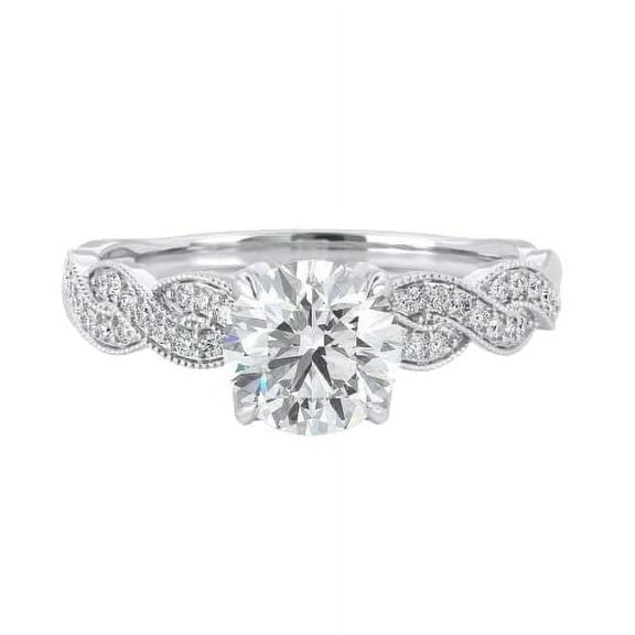HeartsAndYou 2.2ct Round Cut Moissanite Infinity Vintage Inspired Engagement Ring for Women 18k White Gold over Silver