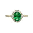 thumbnail image 1 of HeartsAndYou 2.3ct Engagement Ring for Women Oval Cut Emerald Moissanite Accent Halo 18k Yellow Gold over Silver, 1 of 7