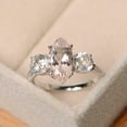 thumbnail image 1 of HeartsAndYou 2.3ct Natural Morganite & Diamond Engagement Ring Trilogy 14k SOLID White Gold, 1 of 8