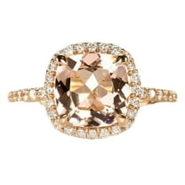 HeartsAndYou 2.3ct Natural Morganite Halo Solitaire Engagement Ring 100% 14k SOLID Rose Gold