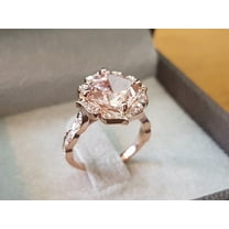 HeartsAndYou 2.3ct Natural Peach Morganite Floral Stylish Birthday Ring 14k SOLID Rose Gold