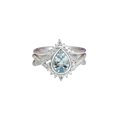 thumbnail image 1 of HeartsAndYou 2.3ct Natural Pear Aquamarine Diamond Ring Curved Bridal Set 14k REAL White Gold, 1 of 9