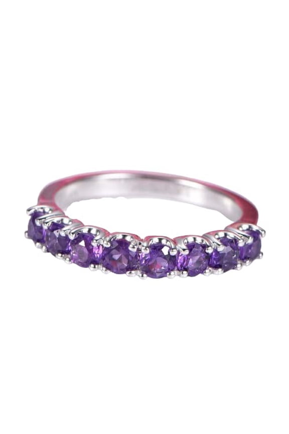 2.3ct Natural Purple Amethyst Ring Band Half Eternity 100% 14k SOLID White Gold