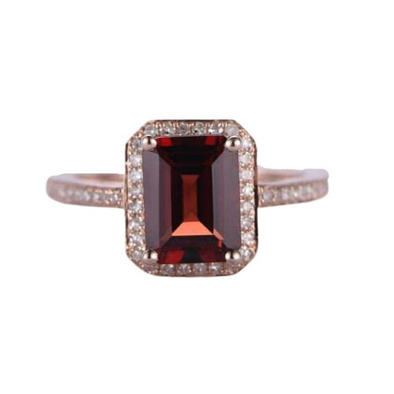HeartsAndYou 2.3ct Natural Red Garnet & Diamond Ring Halo 100% REAL 14k SOLID Rose Gold