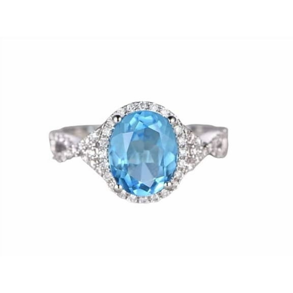 HeartsAndYou 2.3ct Natural Topaz Diamond Engagement Ring Infinity Design 14k SOLID White Gold