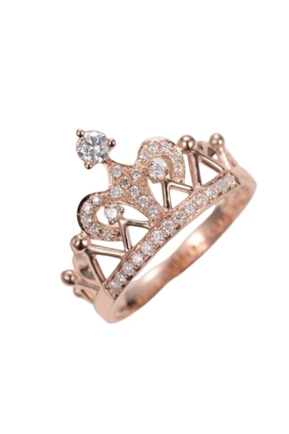 2.3ct Round Cut Moissanite Engagement Ring for Women 18k Rose Gold over Silver Crown Queen Design