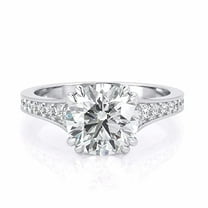 HeartsAndYou 2.3ct Round Cut Moissanite Solitaire Ring 18k White Gold over Silver with Round Accents