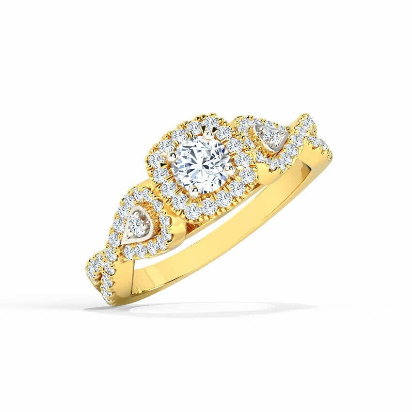 HeartsAndYou 2.4ct Engagement Ring for Women Round Cut Moissanite Split Shank Halo 18k Yellow Gold over Silver