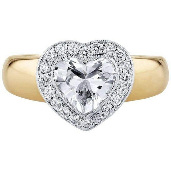 HeartsAndYou 2.4ct Heart Cut Moissanite Engagement Ring for Women Halo Heart Shaped 18k Dual Gold over Silver