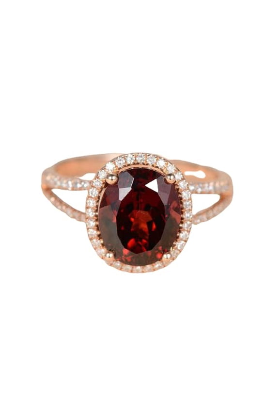 2.4ct Natural Garnet & Diamond Engage Ring Halo Split Shank 14k SOLID Rose Gold