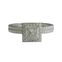 HeartsAndYou 2.4ct Princess Cut Moissanite Engagement Ring for Women Halo Bridal Set 18k White Gold Over Silver