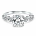 thumbnail image 1 of HeartsAndYou 2.4ct Round Cut Moissanite Milgrain Accent with Solitaire Ring 18k White Gold over Silver, 1 of 6