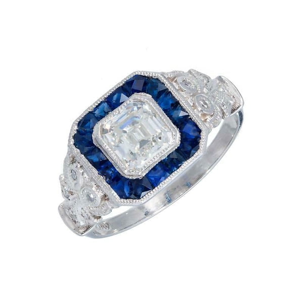 HeartsAndYou 2.5ct Asscher Cut Moissanite Engagement Ring for Women Halo Art Deco 18k White Gold over Silver