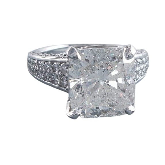 HeartsAndYou 2.5ct Cushion Cut Moissanite Accents Solitaire Engagement Ring for Women 18k White Gold over Silver Stylish