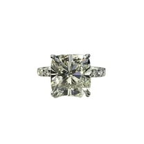 HeartsAndYou 2.5ct Cushion Cut Moissanite Solitaire with Round Accent Ring 18k White Gold over Silver