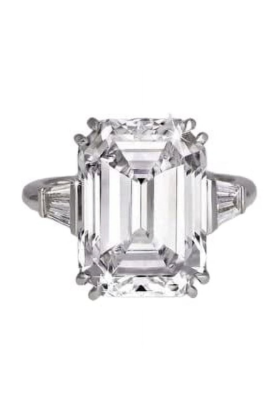 2.5ct Emerald Baguette Cut Moissanite Solitaire Engagement Ring for Women 18k White Gold over Silver