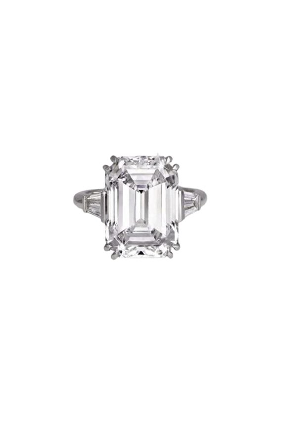2.5ct Emerald Baguette Cut Moissanite Solitaire Engagement Ring for Women 18k White Gold over Silver