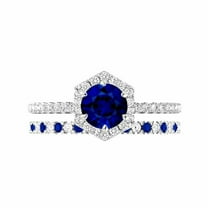 HeartsAndYou 2.5ct Natural Blue Sapphire Bridal Set Engagement Ring 100% 14k SOLID White Gold