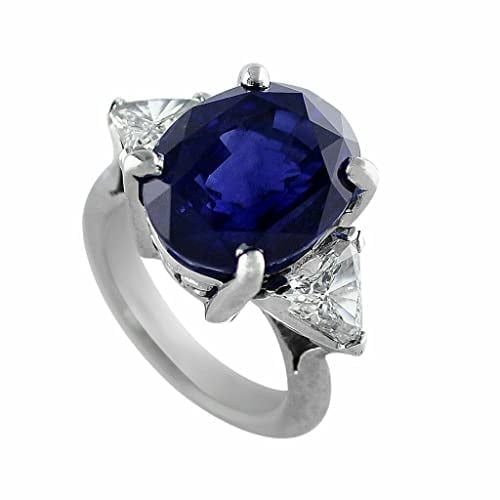HeartsAndYou 2.5ct Natural Blue Sapphire Trilogy Ring 14k SOLID White Gold Trillion Accent
