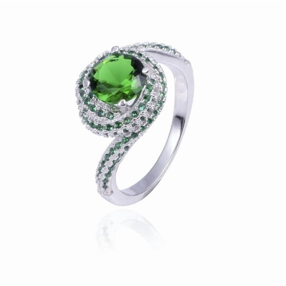 HeartsAndYou 2.5ct Natural Green Emerald Engagement Ring 14k SOLID White Gold Swirl Twist