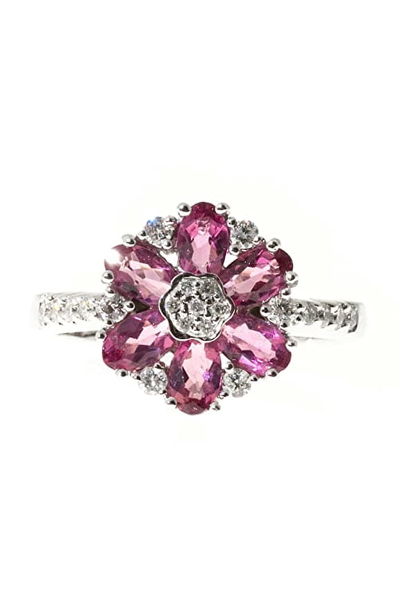 2.5ct Natural Ruby Diamond Engagement Ring Flower Solitaire 14k SOLID White Gold