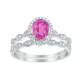 thumbnail image 1 of HeartsAndYou 2.5ct Natural Sapphire Diamond Engage Ring Bridal Set Halo 14k SOLID White Gold, 1 of 9