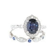 thumbnail image 1 of HeartsAndYou 2.5ct Natural Sapphire Stylish Floral Bridal Set Ring 100% 14k SOLID White Gold, 1 of 9