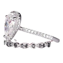 HeartsAndYou 2.5ct Pear Cut Moissanite Engagement Ring for Women Halo Bridal Set 18k White Gold Over Silver