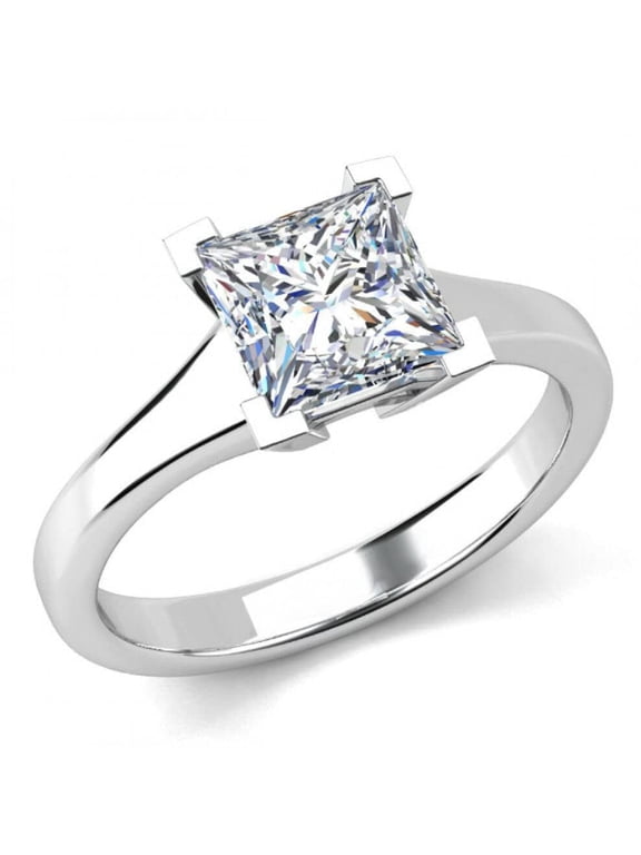 2.5ct Princess Cut Moissanite Solitaire Engagement Ring for Women 18k Gold over Silver