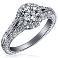 thumbnail image 1 of HeartsAndYou 2.5ct Round Cut Moissanite Engagement Ring for Women Vintage Inspired Inspired Halo 18k White Gold over Silver, 1 of 9
