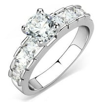 HeartsAndYou 2.5ct Round Cut Moissanite Princess Accents Engagement Ring for Women 18k White Gold over Silver