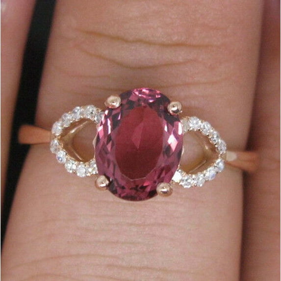 HeartsAndYou 2.6ct Natural Ruby Diamond Engage Ring Split Band Solitaire 14k SOLID Rose Gold