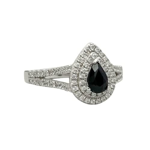 HeartsAndYou 2.7ct Engagement Ring for Women Pear Cut Moissanite Split Shank Dual Halo 18k White Gold over Silver