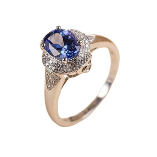 HeartsAndYou 2.7ct Natural Blue Tanzanite Engagement Ring 14k SOLID White Gold Double Halo