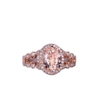 HeartsAndYou 2.8ct Natural Oval Morganite & Diamond Ring Halo Stackable 14k SOLID Rose Gold