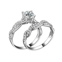 HeartsAndYou 2.8ct Round Cut Moissanite Engagement Ring for Women 18k White Gold Over Silver Twist Bridal Set Stylish