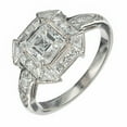 thumbnail image 1 of HeartsAndYou 2ct Asscher Cut Moissanite Halo Art Deco Accent Engagement Ring for Women 18k White Gold over Silver, 1 of 9