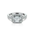 thumbnail image 1 of HeartsAndYou 2ct Emerald Cut Moissanite Halo Engagement Ring for Women 18k White Gold over Silver Round Accents, 1 of 5