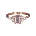 thumbnail image 1 of HeartsAndYou 2ct Emerald Cut Natural Morganite Ring 14k SOLID Rose Gold & Moissanite Accents, 1 of 9