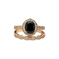 HeartsAndYou 2ct Engagement Ring for Women Oval Cut Moissanite Halo Vintage Inspired Bridal Set 18k Rose Gold Over Silver